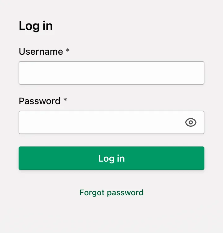 [Login form using customized Aura theme